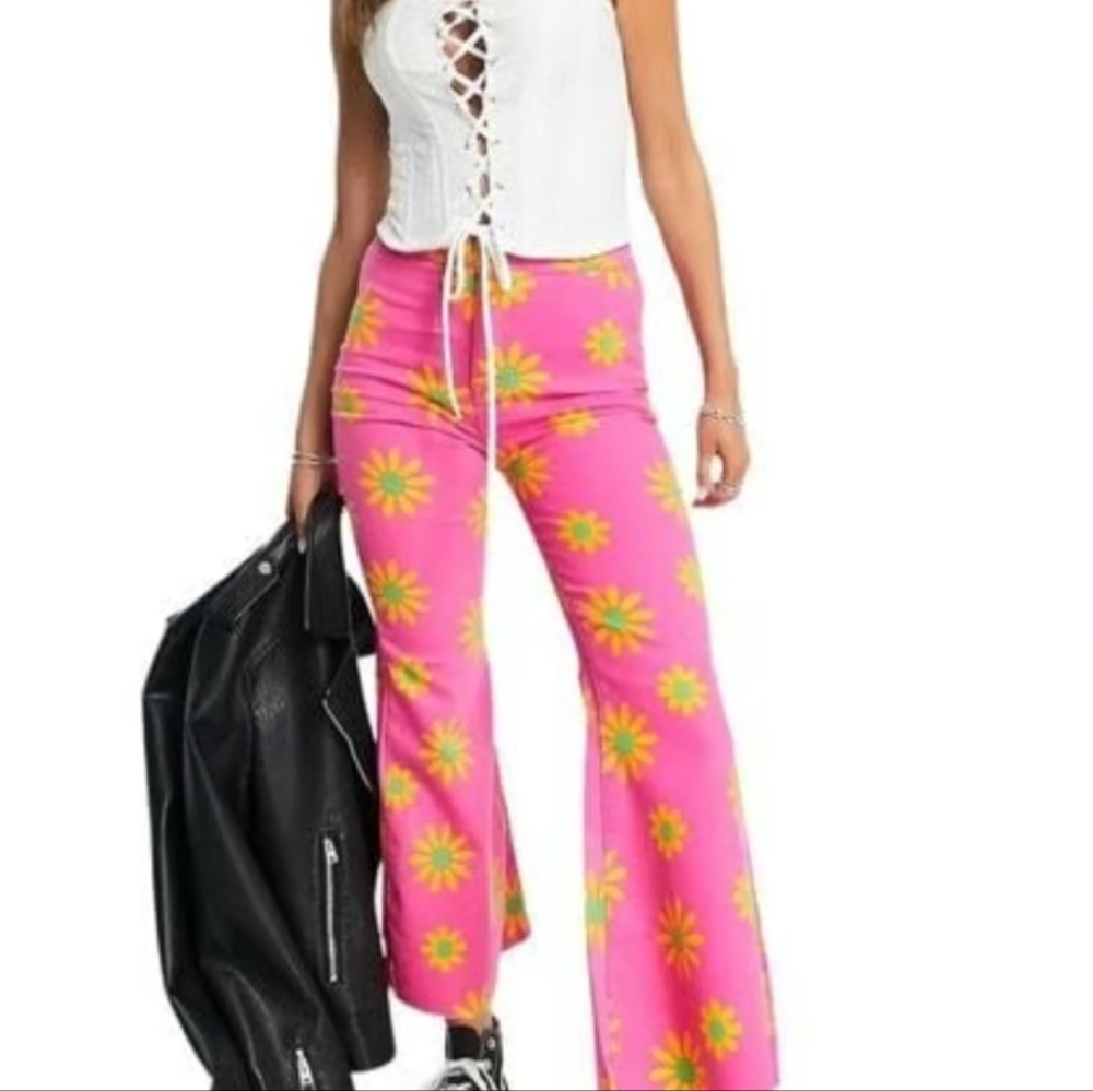 Nwt Free People Floral Pink Women's Jeans - Picture 3 of 6